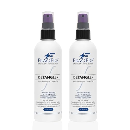 Hair Detangler Spray, 8 oz - Leave in Conditioner for Sensitive Skin and Scalp - Styling Heat Protectant Spray - Gluten Free Vegan Cruelty Free