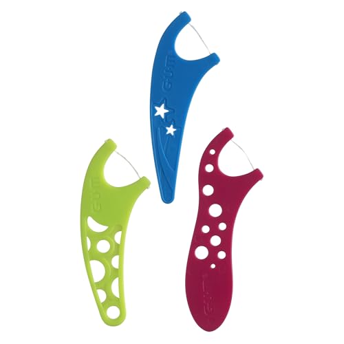 GUM Crayola Kids Flossers with Fluoride - Designed for Little Hands - Fun Grape Flavor - Easy to Use Kids Floss Picks for Children Ages 3+, 75 Count (Pack of 6)