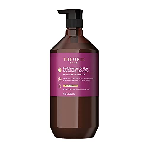 Theorie Helichrysum and Plum Nourishing Shampoo - Enrich and Soothe - Suited for Dry & Over Processed Hair - Protects Color & Keratin Treated Hair, Pump Bottle 800mL - Label Design May Vary