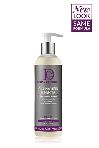 Design Essentials Oat Protein & Henna Deep Cleansing Shampoo for Relaxed & Natural Hair, Clarifies, Strengthens, & Volumizes Hair - Sulfate-Free, 12 Oz (Pack of 1)