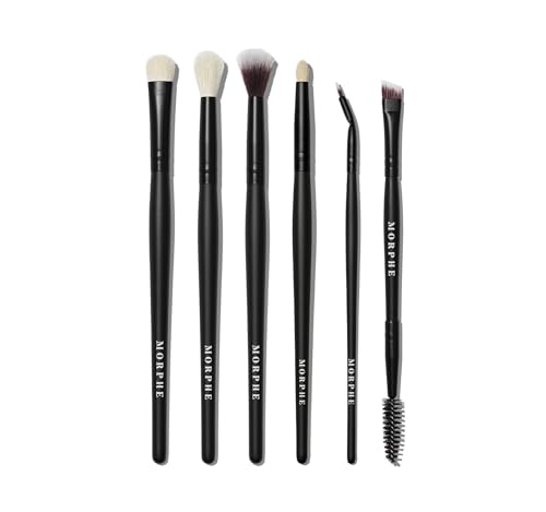 Morphe Rose Away Makeup Brushes - 6 Piece Make Up Brush Set of Eye and Face Brushes - Made with Synthetic Bristles and Includes Makeup Brush Case (6 Count)
