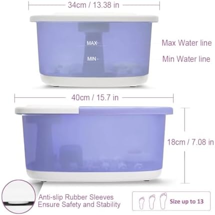 Foot Spa Massager with Heat, Bubbles & Vibration, 22 Rollers, Red Light, Adjustable Temp - Includes Lavender Epsom Salt - Purple