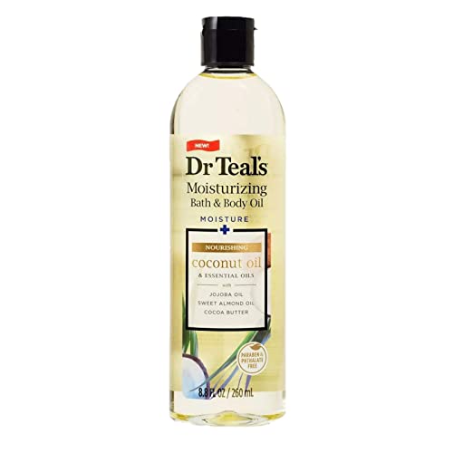 Dr. Teals Coconut Bath & Body Oil Gift Set (2 Pack, 8.8oz Ea.) - Nourishing Coconut Essential Oils Blended with Sweet Almond Oil & Cocoa Butter - Paraben & Phthalate Free - at Home Spa Kit