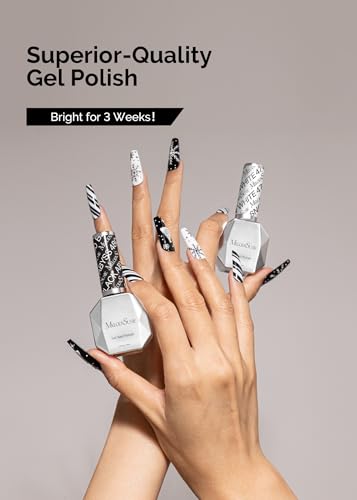 MelodySusie Thick Gel Nail Polish Set- 2 Pcs 15ML Black & White Gel Polish Set Soak Off UV LED White Gel Polish Christmas Gift for Women Nail Art Manicure Salon DIY Nail Design Decoration at Home