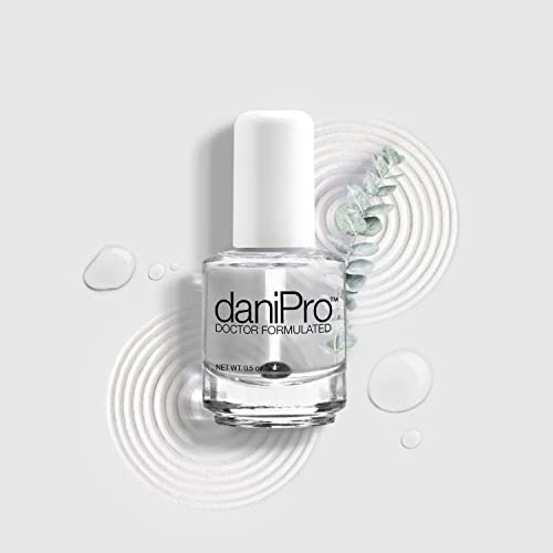 daniPro Doctor-Formulated Clear Base Coat Nail Polish, 0.5 oz - Base Coat Nail Polish with Undecylenic Acid, Vitamins & Biotin - Nail Base Coat for Stronger, Healthier Nails, Manufactured in the USA