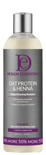 Design Essentials Oat Protein & Henna Deep Cleansing Shampoo for Relaxed & Natural Hair, Clarifies, Strengthens, & Volumizes Hair - Sulfate-Free, 12 Oz (Pack of 1)