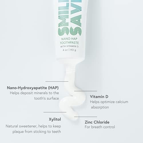Smile Saver Nano-Hydroxyapatite (Nano-HAP) & Vitamin D Fluoride-Free Toothpaste with Xylitol; Helps Deposit Minerals to Tooth Surface