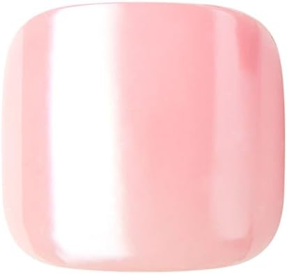 KISS imPRESS No Glue Pedi Press-On Toenails, Light Pink Nails with Pearl, Squoval Shape, Includes 24 Nails, Prep Pad, 1 Manicure Stick, 1 Mini File