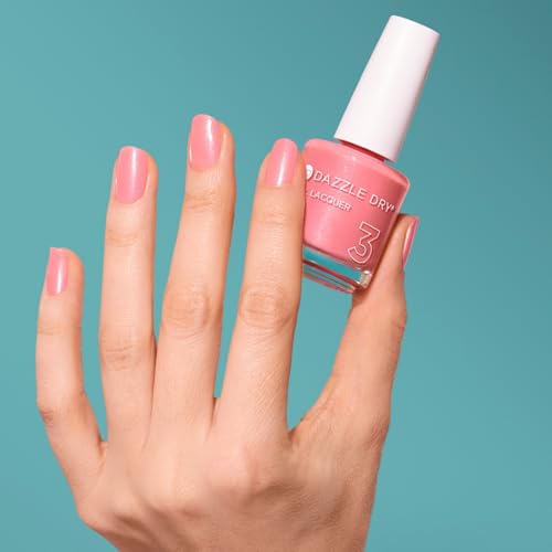 Dazzle Dry Nail Lacquer (Step 3) - Cherry Blossom - A calming blush pink with a subtle multicolored shimmer effect. Semi-sheer shimmer. (0.5 fl oz)