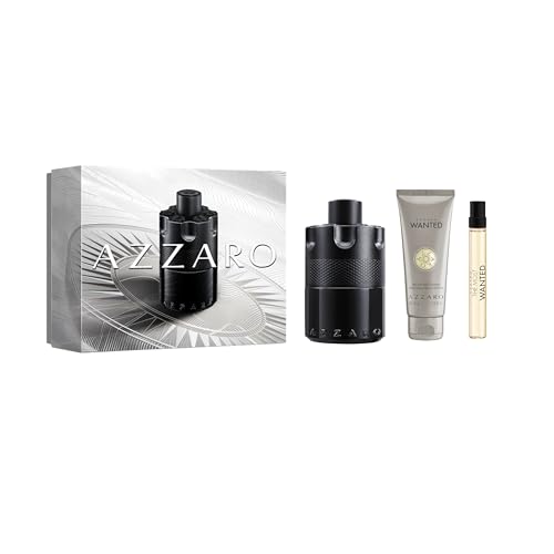 Azzaro The Most Wanted Eau de Parfum Intense - Seductive Mens Cologne Gift Set - 3-Piece Set Includes Full Size Fragrance (100ml) + Travel Size Spray (10ml) + Hair & Body Wash (75ml) - Gifts for Men