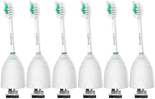 Replacement Toothbrush Heads Compatible with Philips Sonicare E-Series, Essence, Advance, CleanCare, Elite and Xtreme Screw-on Electric Phillips Brush Handles, 6 Pack