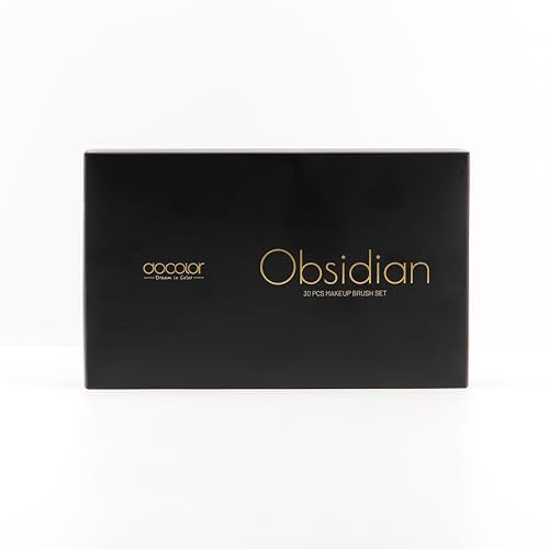 Docolor Makeup Brushes Set Professional 30Pcs Obsidian Makeup Brushes Premium Synthetic Powder Kabuki Foundation Contour Blush Concealer Eye Shadow Blending Eyeliner Crease Eyebrow Make Up Brush Kit