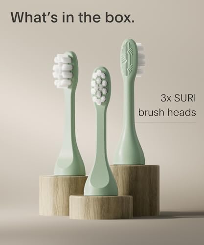 Recyclable Plant-Based, Electric Toothbrush Heads - Built-in Tongue Scraper, Long Lasting Replacement Heads | Compatible Only Sonic Electric Toothbrush - Winter Fern, Pack of 3