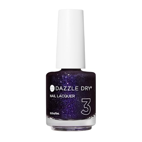 Dazzle Dry Nail Lacquer (Step 3) - Fast Lane - A deep galactic purple with flaky glitter. Full coverage shimmer. (0.5 fl oz)