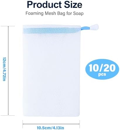Foaming Mesh Bag for Soap,2025 New Soap Bag Soft for Shower,Soap Pouch Saver with Drawstring for Shower, Exfoliating, Foaming and Drying, Hangable (Mix Color/10pcs)