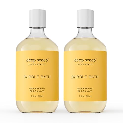 Deep Steep Bubble Bath, Grapefruit Bergamot, 17 oz (Pack of 2)– Soothing Soak with Shea Butter, Argan Oil, Aloe Vera & Coconut Oil – Vegan, Sulfate-Free, PH-Balanced Clean Beauty