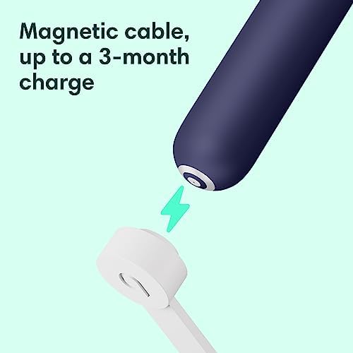 Quip Rechargeable Sonic Toothbrush for Adults - Timed Electric Toothbrush with Cover - Replaceable Brush Head, Soft Bristles, Plastic Handle - Travel Toothbrush - Midnight