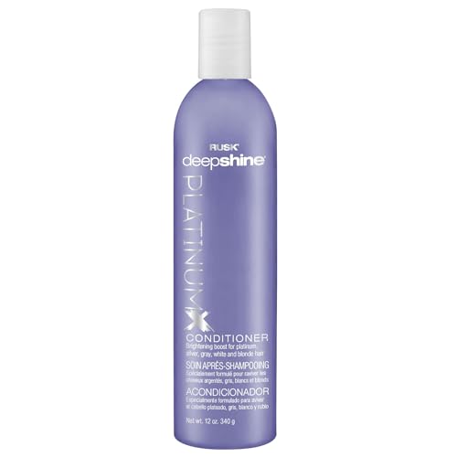 RUSK Deepshine Platinum Conditioner, Gentle Conditioner Eliminates Brassiness, Brightening Boost for Platinum, Silver, Gray, White, and Blonde Hair, 12 oz