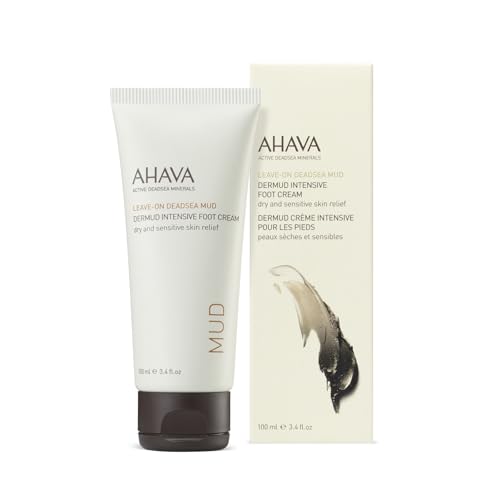 AHAVA Dermud Intensive Foot Cream - Intensely Hydrates, Moisturizes & Heals Dry Cracked Heels and Feet, Enriched with Patented Osmoter and Dermud, Hippophae Oil, Lavender Oil & Shea Butter, 3.4 Fl.Oz