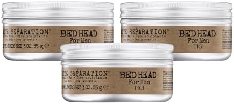 TIGI Bed Head for Men Matte Separation Workable Wax - Use for Strong Hold - For Men's Hairstyles - Use on Damp or Dry Hair - Premium Strong Hold Hair Wax - 3 oz (3 Pack)