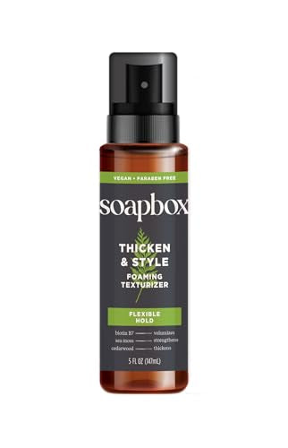 Soapbox Men's Thicken & Style Foaming Texturizer, Men's Hair Styling Foam, Hair Care for Men, 5oz