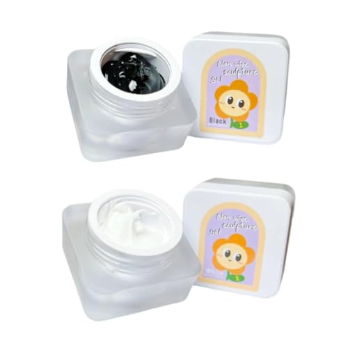 Nail Gel polish sculpture gel 5g black and white in colour clear stroke non wipe chrome applicable DIY at home embossed painting gel Nail solons mini 3D designs (Black and white, 5g)