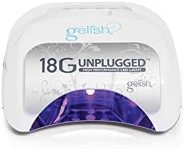Gelish 18G Unplugged LED Light - Portable, Rechargeable, 36W, White & Silver, Intelligent Power Assist, Motion Sensors, Timer, Magnetic Tray, Ergonomic Design Gel Lamp, Nail Lamp, Gel Nail Light