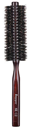 PERFEHAIR Soft Boar Bristle Round Brush for Fine, Thin Hair or Beards - 1.3 inch for Drying, Styling, Curling, Adding Volume