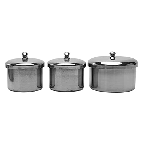 3PCS Professional Stainless Steel Acrylic Nail Tips Cup Dappen Dish Liquid Powder Holder Container Nail Art Equipment Tools (Silver)
