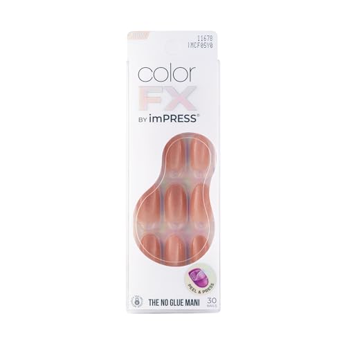 KISS imPRESS Color FX No Glue Mani 30 Pcs Press On Nails, Medium False Nails, Metallic Chrome & Cat Eye, Peel & Press, Hassle-Free Removal, Includes Manicure Stick, Prep Pad & File (All In, Medium)