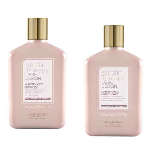 Alfaparf Milano Lisse Design Keratin Shampoo and Conditioner Set - Sulfate Free - Anti-Frizz - Maintains & Enhances Professional Keratin Therapy Treatment - Keeps Hair Smooth & Straight