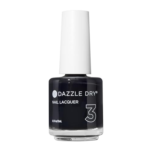 Dazzle Dry Nail Lacquer (Step 3) - Midnight Express - A blackest black. Full coverage cream. (0.5 fl oz)