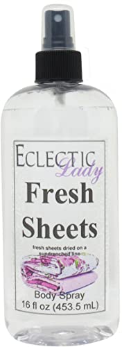 Fresh Sheets Body Spray, 16 ounces, By Eclectic Lady, Body Mist for Women with Clean, Light & Gentle Fragrance, Cologne with Soft, Subtle Aroma For Daily Use