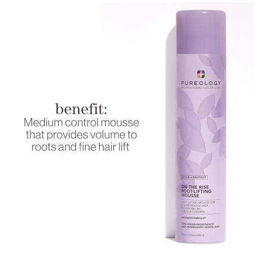 Pureology Style + Protect On The Rise Root Lifting Mousse For Flat and Color-Treated Hair - Provides Medium Control and Volume, Sulfate-Free and Vegan