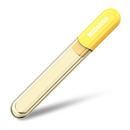 Particular Glass Nail File with Case MiDenso 2nd Generation Double Sided Crystal Beauty Nail Filer Salon Nail Polish Top Christmas Stocking Superior Quality Gift Idea for Men, Women,Lemon Yellow