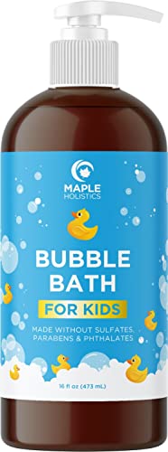 Sulfate Free Kids Bubble Bath - Relaxing Vanilla Lavender Bubble Bath for Toddlers with Nighttime Blend of Chamomile Oil and Calendula Oil - Extra Foamy Moisturizing Kids Bath Soap Liquid