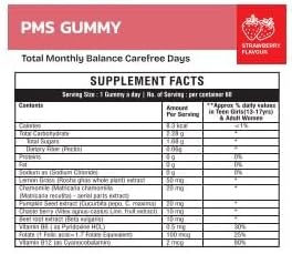 PMS Gummy Vitamins That Provides Total Monthly Balance & Carefree Days, 60 Count, Strawberry Flavored, Vegan, Gelatin Free, Gluten Free, Nut Free, Relieves Cramps, Normal Menstrual Flow