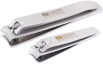 Nail Clippers | 2 Pcs Professional Sharp Tools Set | Stainless Steel Metal Made in Germany | Kit for Manicure & Pedicure ToeNail FingerNail Care For Women Mens and Baby