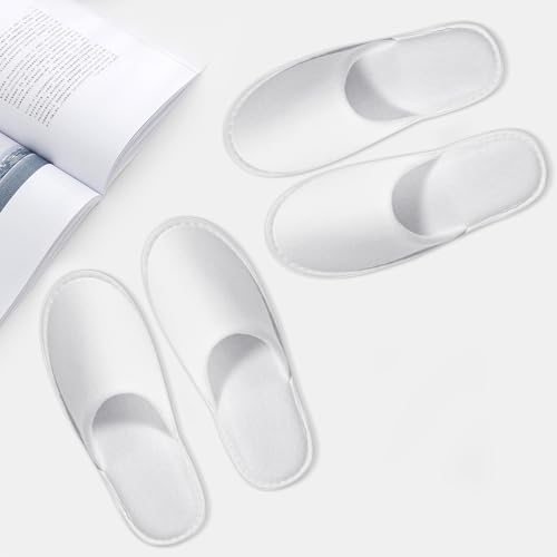 disposable slipper disposable slippers for guests hotel slippers spa slippers Pack for Hotel, Spa, Travel, Shoeless Home, White Closed Toe (US Men Size 10, Women 11)