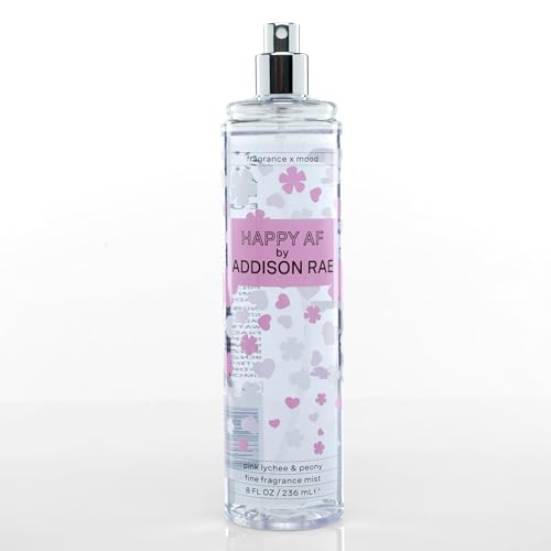 Addison Rae Happy Body & Hair Mist for Women - Fruity Floral Feminine Scent - Body Spray Pink Lychee and Red Grapefruit - Long-Lasting, Everyday Wear Fragrance for Her - Vegan, Cruelty Free - 8oz