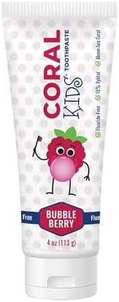 Coral White Kids Bubble Berry Fluoride Free Toothpaste - 4 Ounces (1 Pack)