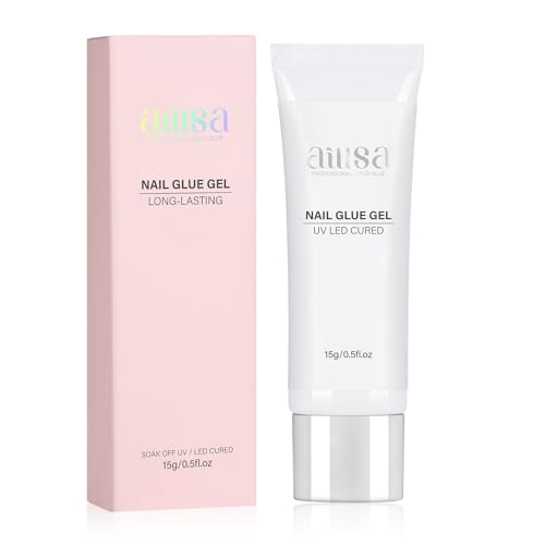 AILLSA Solid Gel Nail Glue for Nail Tips Super Strong Gel Glues Professional Fake Acrylic Soft Nails Glue U V Lamp Curing Needed - Long Lasting 30 Days+, 15g / 0.5fl.oz