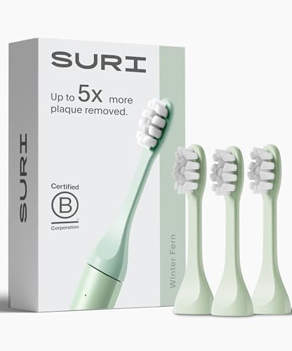 Recyclable Plant-Based, Electric Toothbrush Heads - Built-in Tongue Scraper, Long Lasting Replacement Heads | Compatible Only Sonic Electric Toothbrush - Winter Fern, Pack of 3