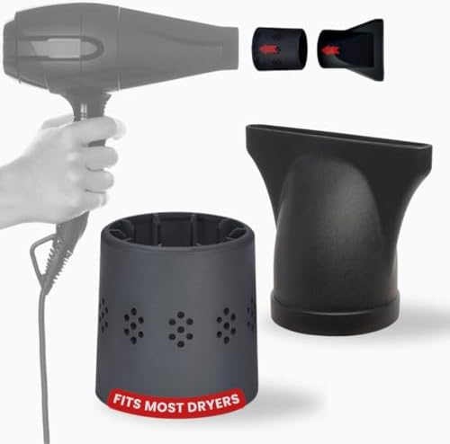 SnozzlePro Universal Hair Dryer Attachment with Concentrator Nozzle Replacement - Fits Most Blow Dryer Diameters from 1.5” to 2.25” (2-Piece Set)