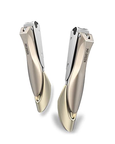 Nail Clippers for Thick Nails, Professional Nail Cutter with Catcher, Medical Grade Stainless Steel, Sharp and Durable Nail Clipper Kit for Men and Women, Bionics Design(Small and Big) M-1210plus