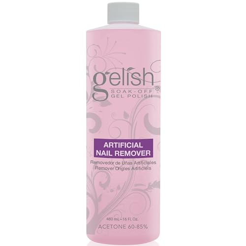 Gelish Artificial Nail Remover – Soak-Off Polish Remover for Fast, Gentle Removal, Prevents Drying, and Maintains Healthy Nails. Ideal for Professional and At-Home Use (16 oz)