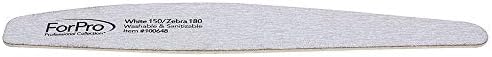 ForPro Professional Collection Expert One & Done Wood File, White 150 Grit/Zebra 180 Grit, Manicure & Pedicure Nail Files, 7” L x 1.25“ W, 50-Count