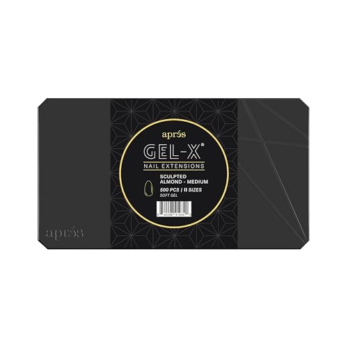 Aprés Gel-X® Tip Box | Sculpted Almond | 500pc Soft Gel Tips, 11 Sizes 00-9, Premium Quality (Sculpted Almond Short, 500 pcs)