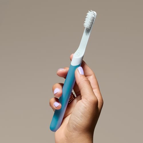 Quip Plastic Sonic Toothbrush, Electric Toothbrush for Adults –Time Travel & Soft Bristles with Travel Case & Replaceable Brush Head -3-Month Battery Life - Marine Blue