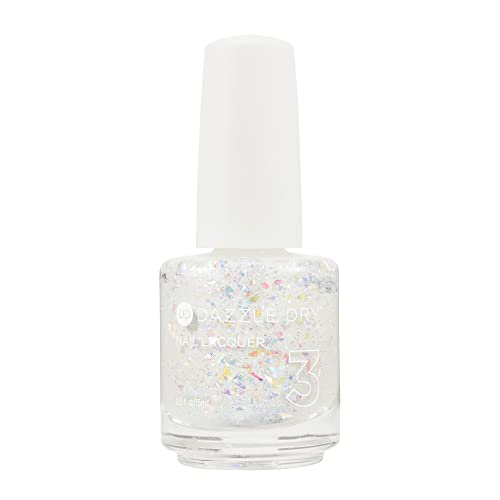 Dazzle Dry Nail Lacquer (Step 3) - Cold As Ice - An iridescent white sheer glitter. (0.5 fl oz)